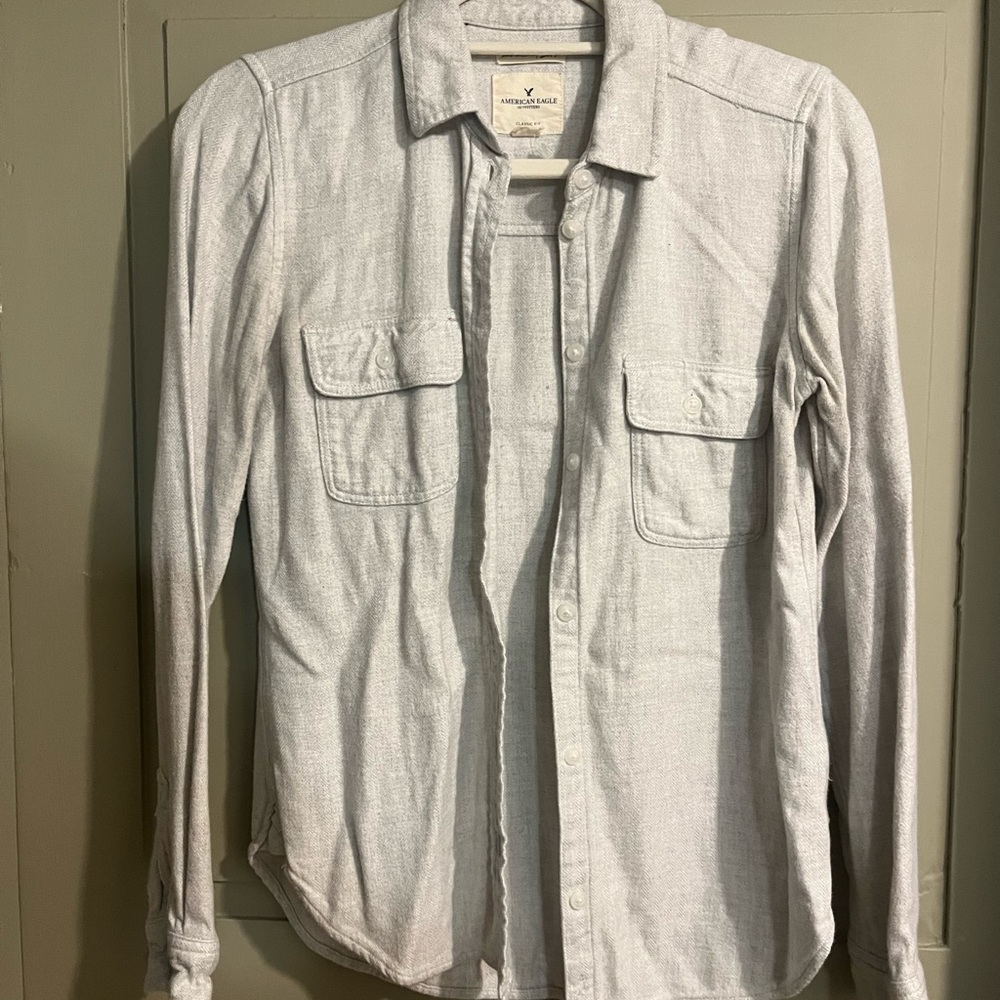 American Eagle Outfitters Soft Gray Classic Fit Shirt